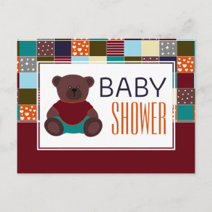 Patchwork-Nalle, babyvisning Inbjudan Vykort