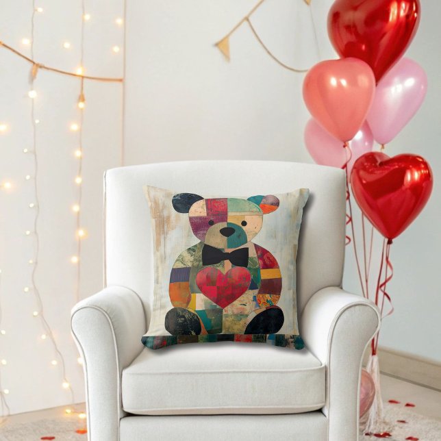 Patchwork Nalle Dekorativ kudde (Skapare uppladdad)