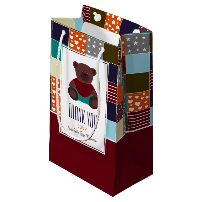 Patchwork-Nalle, Tack för babyvisningsprogram (Framsidan Vinklad)