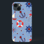 Patchwork Nautical Design<br><div class="desc">Sömlös bakgrund mönster. Nautisk kollage på blå bakgrund. | © and ® Bigstock® - Med förbehåll för alla Höger.</div>