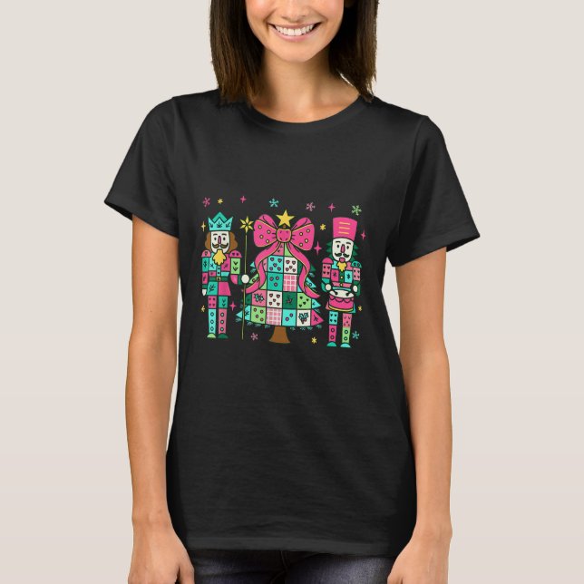Patchwork Nutcracker Julgran Nk Nutcracker T Shirt (Framsida)