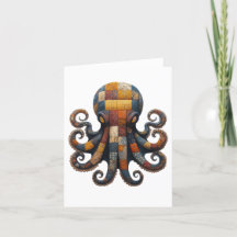 Patchwork Octopus Hälsning Card