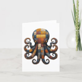Patchwork Octopus Hälsning Card Tack Kort