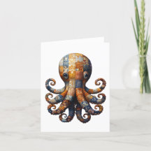 Patchwork Octopus Hälsning Card