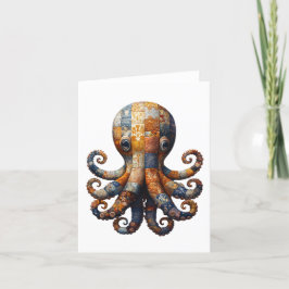 Patchwork Octopus Hälsning Card Tack Kort