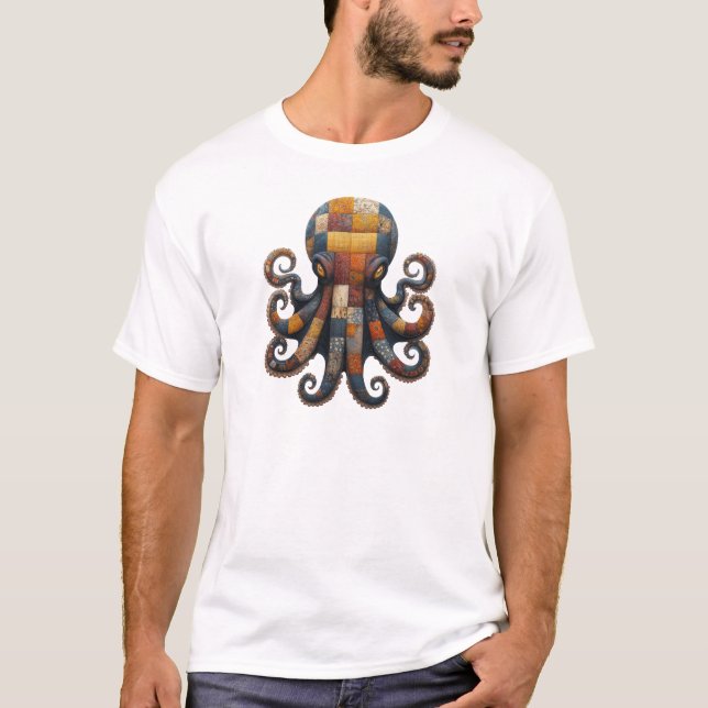 Patchwork Octopus T-Shirt (Framsida)