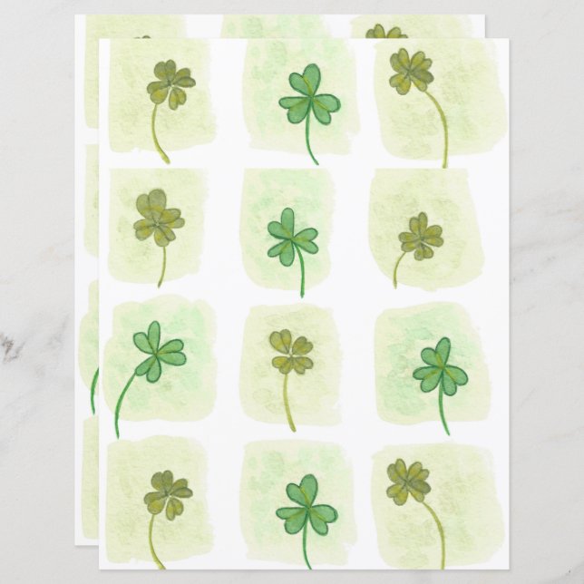 Patchwork of Shamrocks and Klöver Scrapbook Papper (Fram/baksida)
