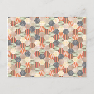 Patchwork Pentagon Mönster Vykort