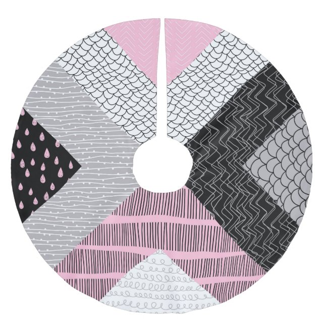 Patchwork-plattor, frihand teckning mönster. julgransmatta borstad polyester (Framsidan)