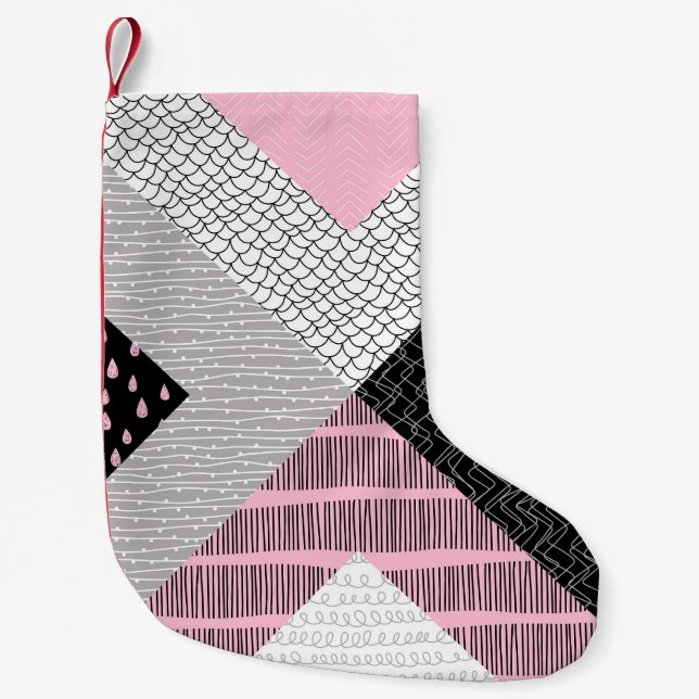 Patchwork-plattor, frihand teckning mönster. liten julstrumpa (Framsidan)