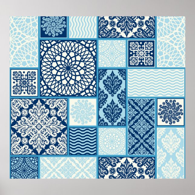 Patchwork-plattor, sömlös bakgrund. poster (Framsidan)