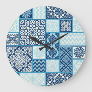 Patchwork-plattor, sömlös bakgrund. stor klocka