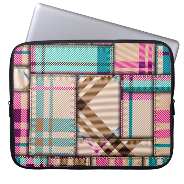 Patchwork Play, Vintage Sömlös bakgrund. Laptop Fodral (Framsidan)