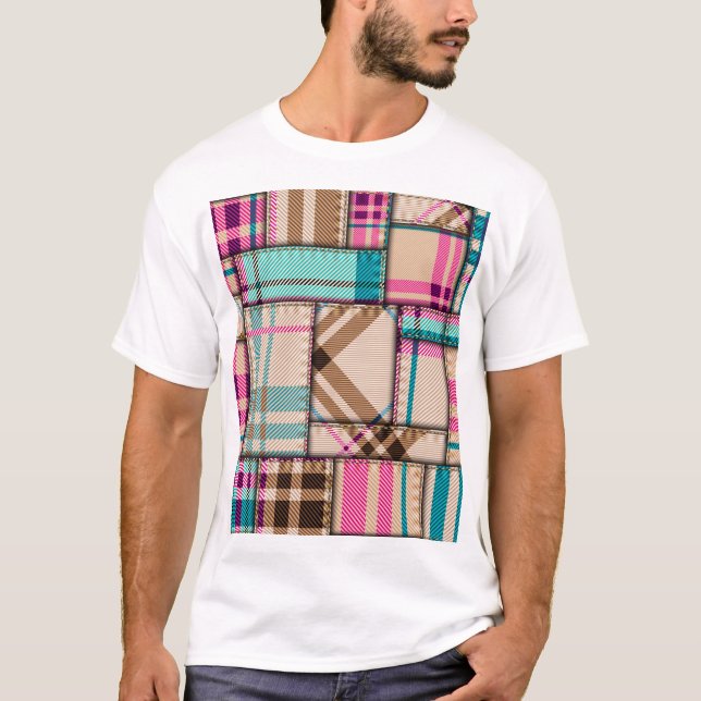 Patchwork Play, Vintage Sömlös bakgrund. T Shirt (Framsida)