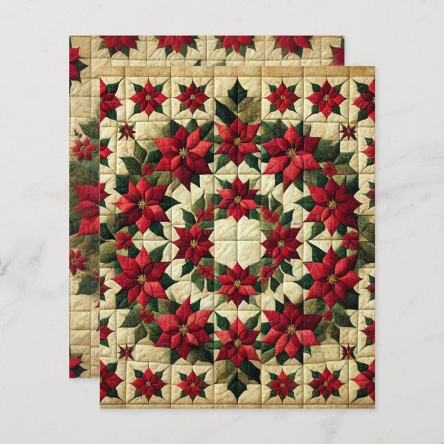 Patchwork Poinsettia Papper (Fram/baksida)