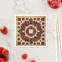 Patchwork Poinsettia Wandeout Decoupage Napkins
