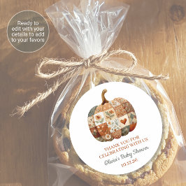Patchwork Pumpa Baby Shower Favor Klistermärken