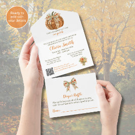 Patchwork Pumpkin Allt-i-ett Baby Shower-inbjudan