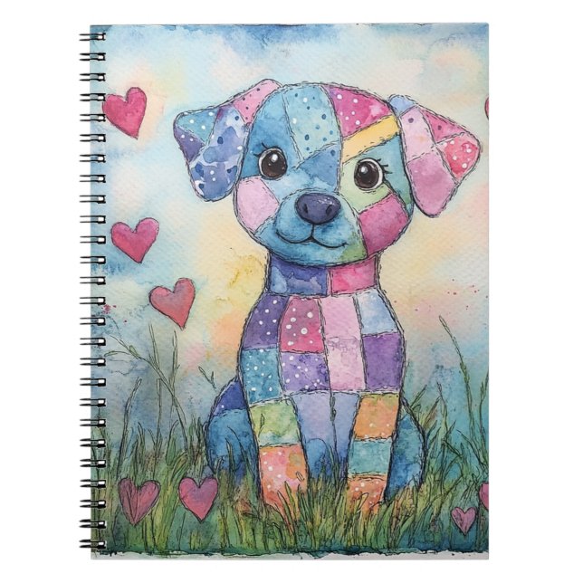 Patchwork Puppy Valentine Anteckningsbok (Framsidan)