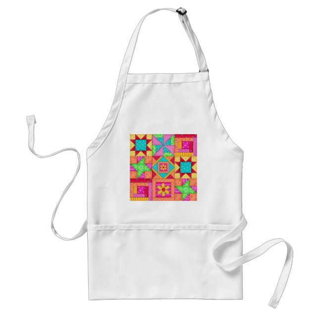 Patchwork Quilt Block Apron Förkläde (Framsidan)