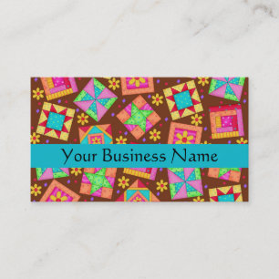 Patchwork Quilt Block Art Brown Visitkort