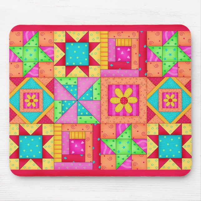Patchwork Quilt Blocks Mousepad Musmatta (Framsidan)