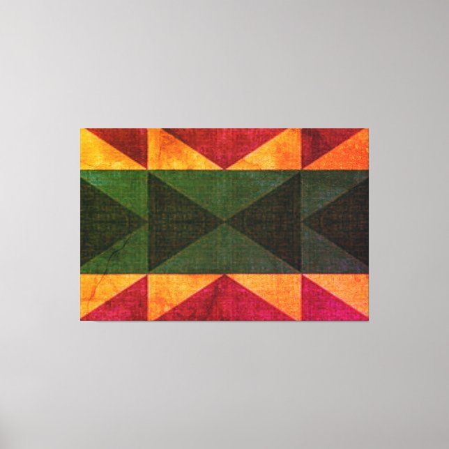 "PATCHWORK QUILT - BOLD GRÖNT GULD RO SQUARES" CANVASTRYCK (Framsida)