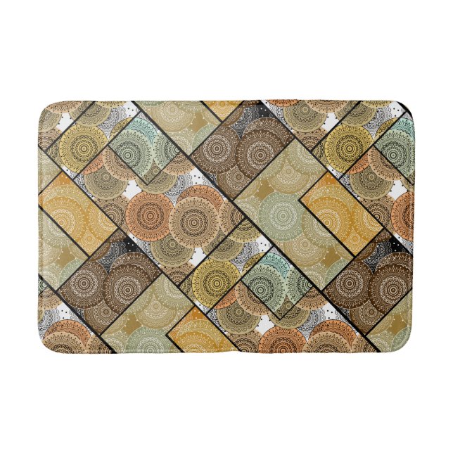 Patchwork quilt ceramic tile circles mandala patch badrumsmatta (Framsidan)