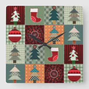 Patchwork Quilt för nostalgic Vintage Fyrkantig Klocka