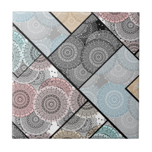 Patchwork quilt keramik tile circles mandala paste kakelplatta