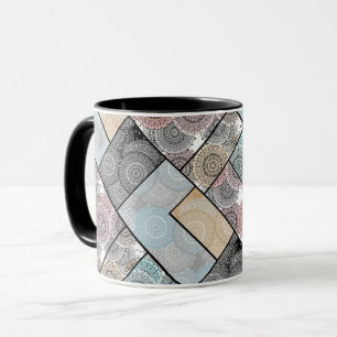 Patchwork-quilt keramiska plattor cirklar mandala  mugg