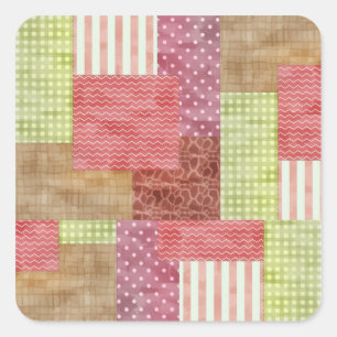 Patchwork Quilt land Stil Fyrkantigt Klistermärke