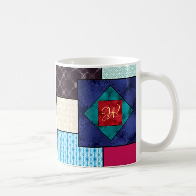 Patchwork Quilt Monogram Kaffemugg (Höger)