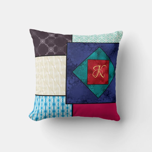 Patchwork Quilt Monogram Kudde (Framsida)