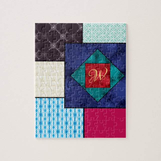Patchwork Quilt Monogram Pussel (Vertikal)