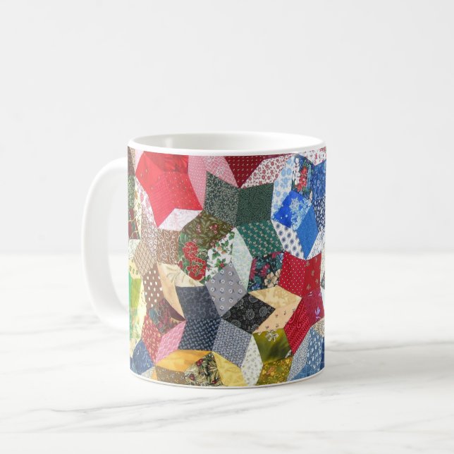 Patchwork Quilt Mönster Kaffemugg (Framsida vänster)