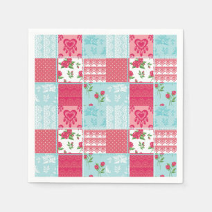 Patchwork Quilt Multicolor Gingham Pappersservett