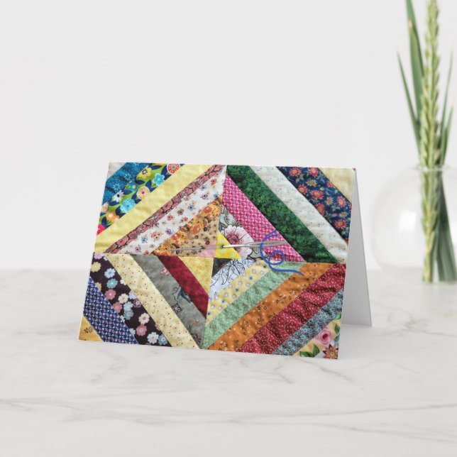 Patchwork Quilt Print Mönster för födelsedagar Kort (Framsida)
