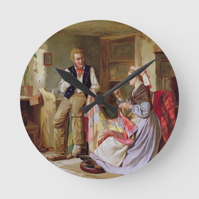 Patchwork Quilt Rund Klocka (Framsida)