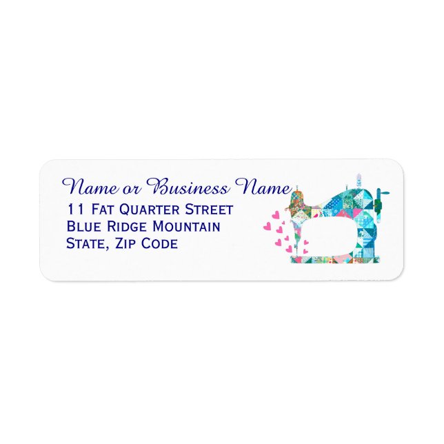 Patchwork Quilt Sewing Maskin Returadress Etikett (Framsidan)