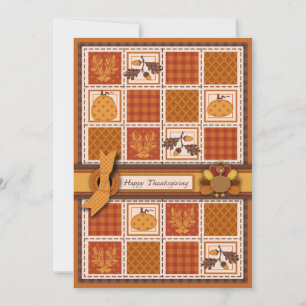 Patchwork Quilted-look-Thanksgiving Inbjudningar