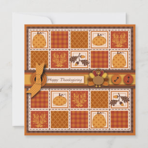 Patchwork Quilted-look-Thanksgiving Inbjudningar