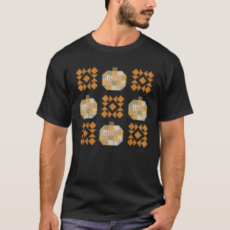 Patchwork Quilter Fall Pumpkin Quilt Block Höger T Shirt