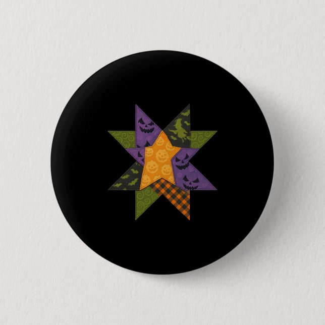Patchwork Quilting Block Star Mönster Halloween Qu Knapp (Framsida)