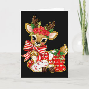 Patchwork Renskötare Snygg Tjejig Jul Xmas Helg Kort