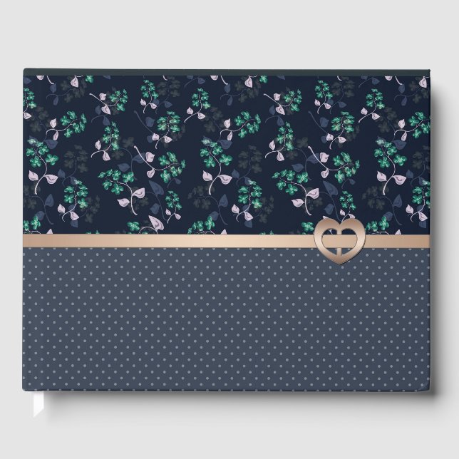 Patchwork, Retro, blau Gästböcker (Framsida)