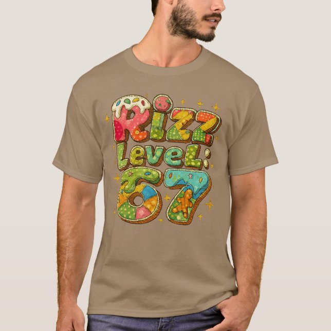 Patchwork Rizz Level 67 Funny Gamer Design foreens T Shirt (Framsida)