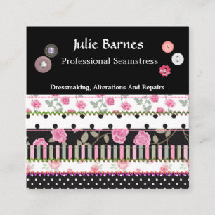 Patchwork Ro Rand Polka dots Seamstress Squa Fyrkantigt Visitkort
