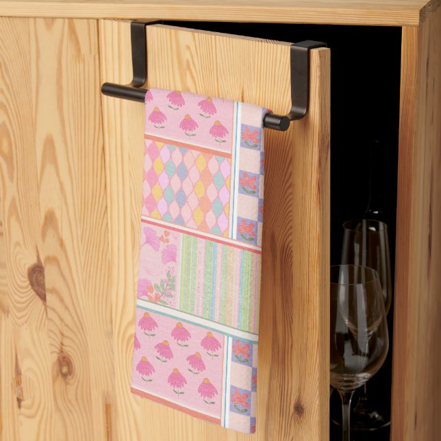 Patchwork rosa Preppy Kökshandduk (Thirds Fold)