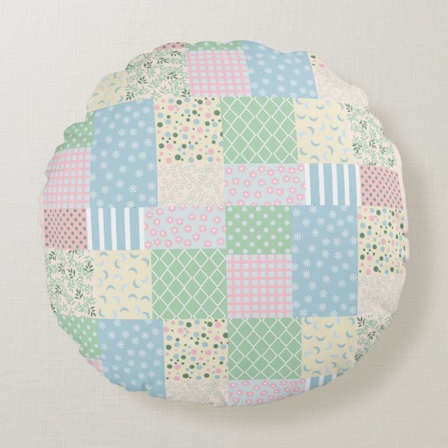 Patchwork Rund Kudde (Framsidan)